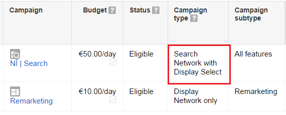 Google reklāma (AdWords). Jauns kampaņu tips. Search with Display Select