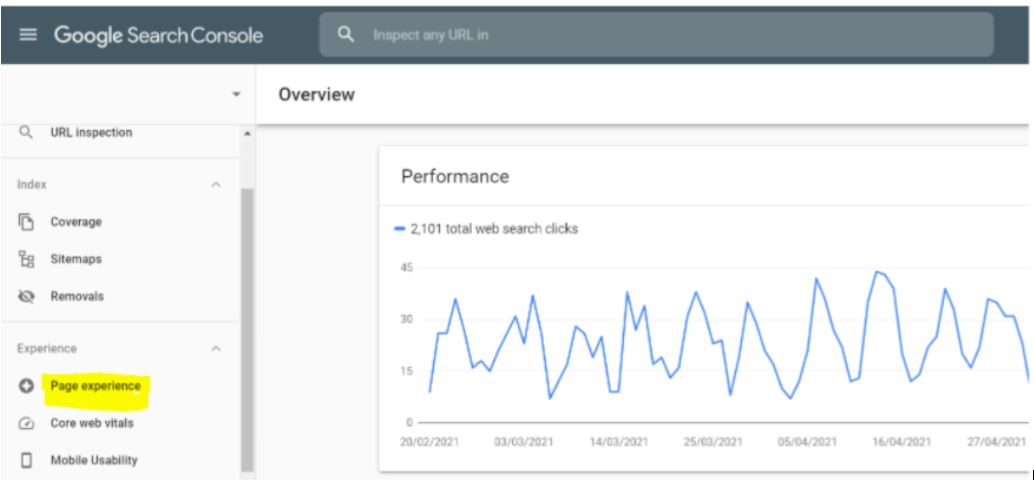 page experience google search console